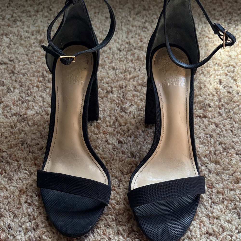 Vince Camuto Black Ankle Strap Heels